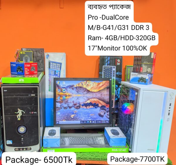 USED 6500/- G41 (320GB-4GB) 17'' LCD INTEL